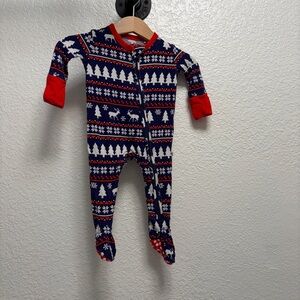 Little Bum Bums Bamboo zip up sleeper navy blue holiday Christmas tree Newborn
